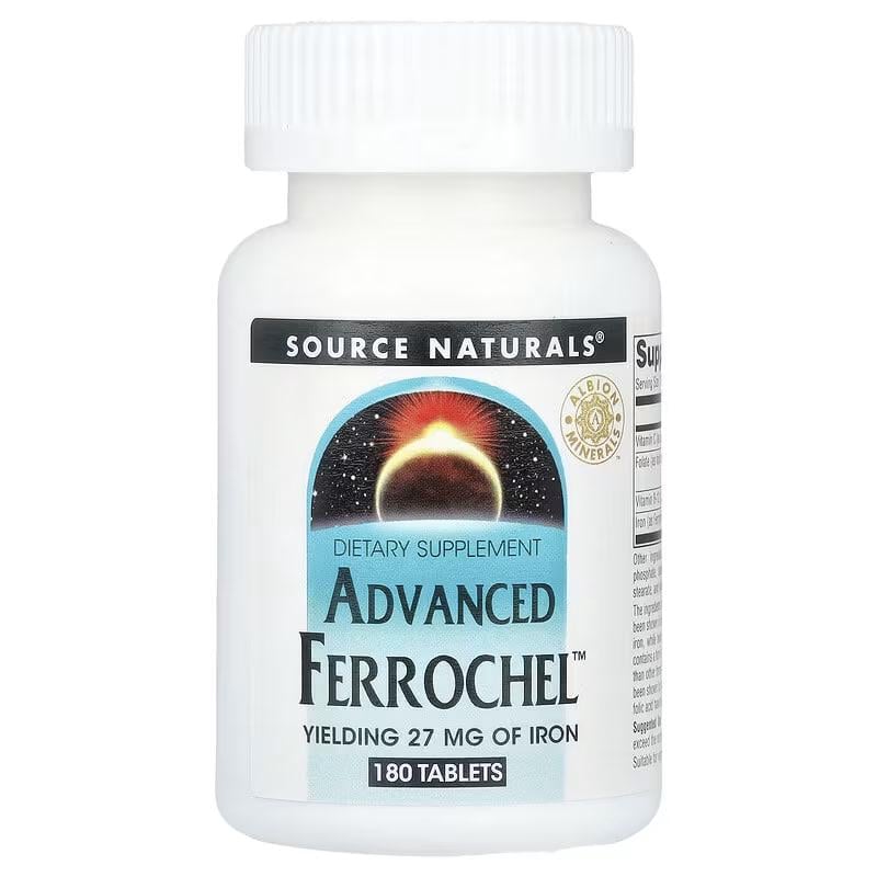 Железо бисглицинат Source Naturals Advanced Ferrochel 27 мг 180 таблеток (3099379075)