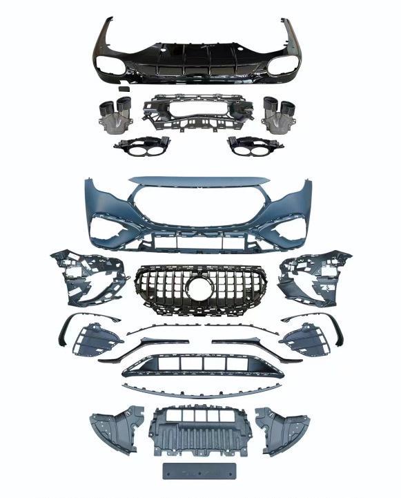 Комплект обвесов AMG E53 с задним диффузором GBT для Mercedes E-сlass W214 2023- гг. пластик под покраску (166321)