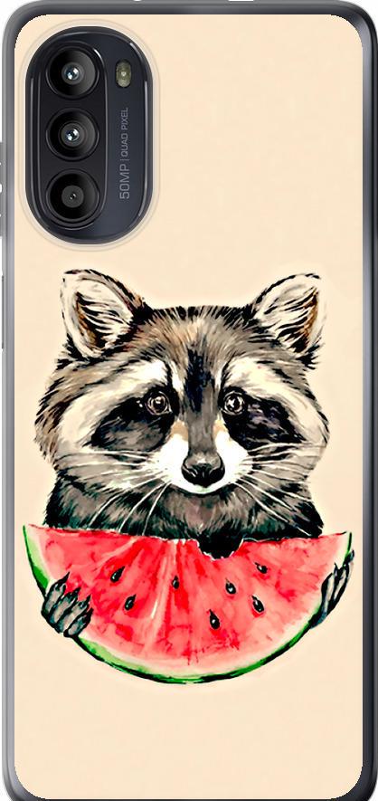 Чехол на Motorola Moto G52 Енотик с арбузом (4605u-2691-42517)