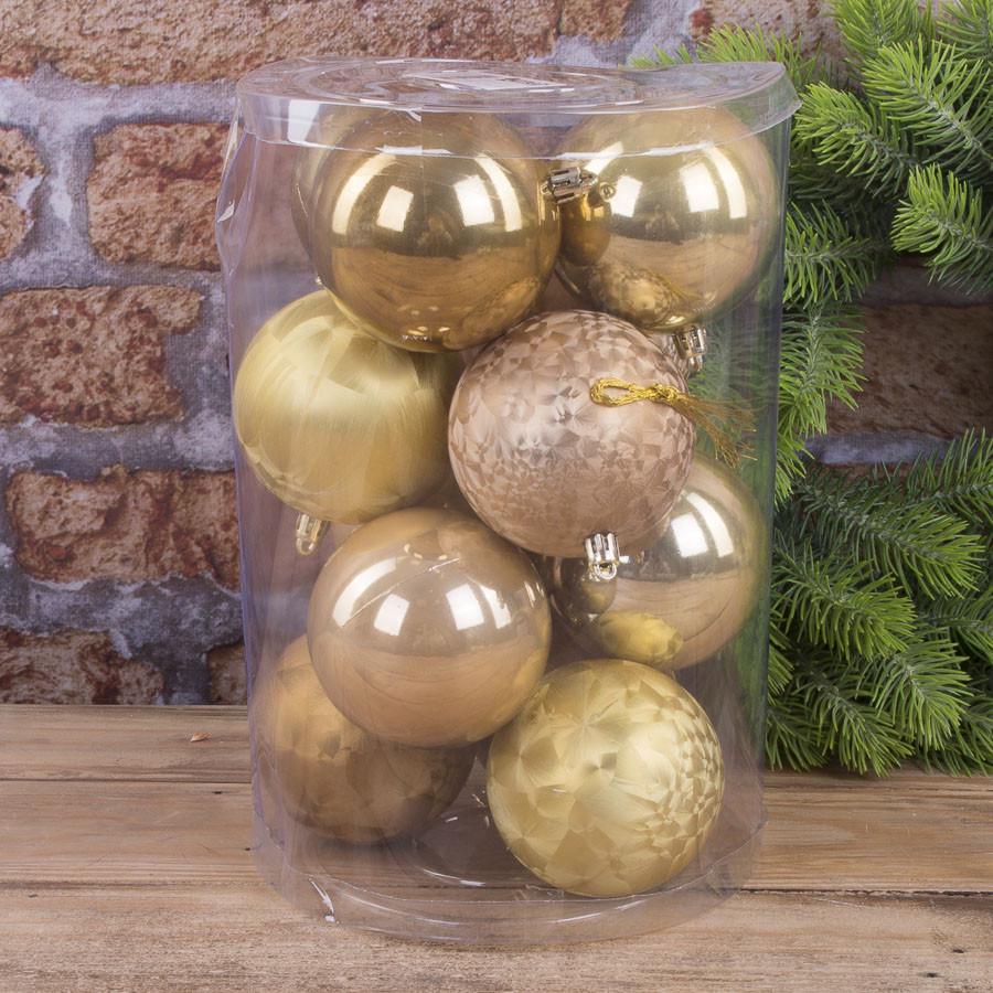 Шары новогодние большие 8 см 12 шт. Перламутровый (3898-3)