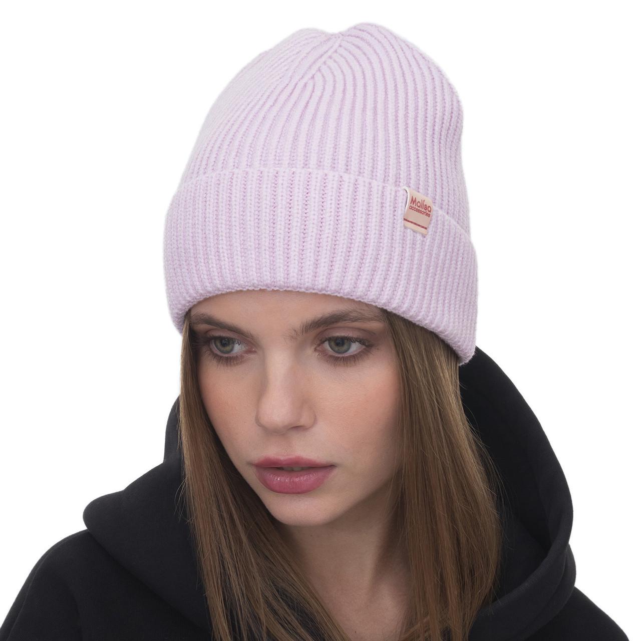 Шапка женская Malisa ТЕЙЛОР мелкого вязания без подкладки с отворотом one size Сакура (238780)