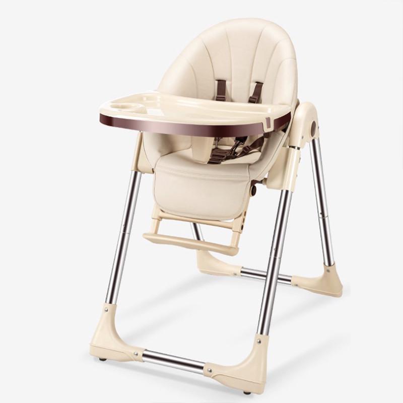 Детский стульчик для кормления Bestbaby BS-329 Champagne складной портативный с подставкой для ножек