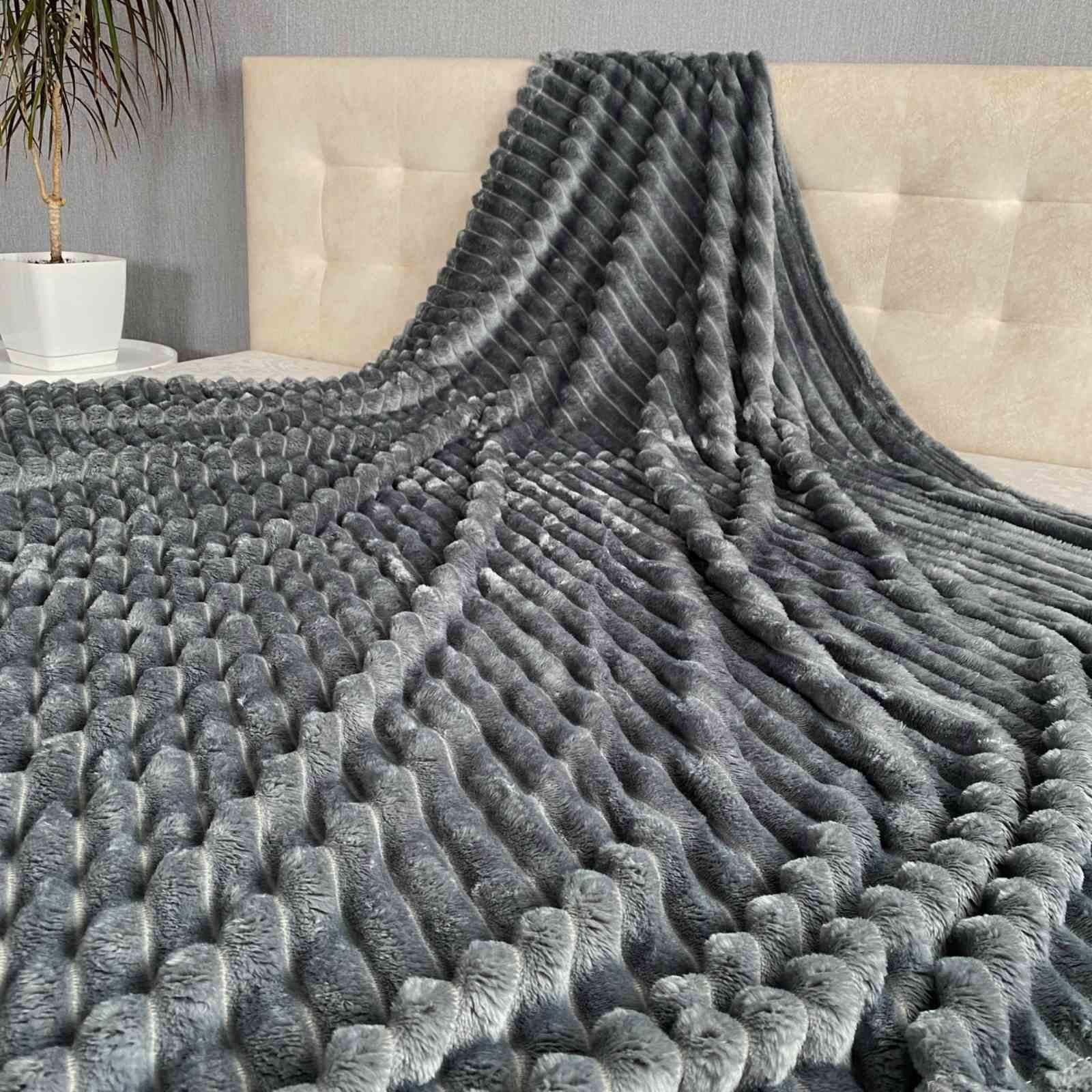 Плед-покрывало Koloco Шарпей Королевский 180x200 см Серый (16-403-5)