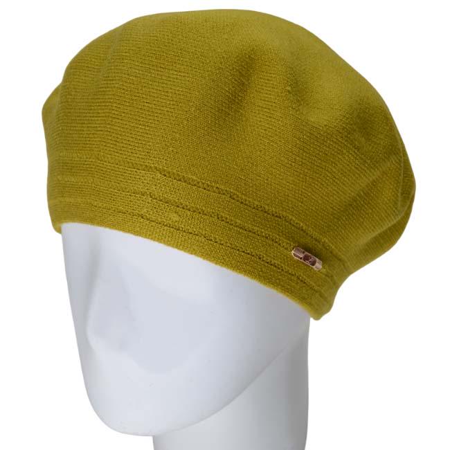 Берет женский Novita Шер из вискозной пряжи двойной L р. 57-58 Горчичный (116101)