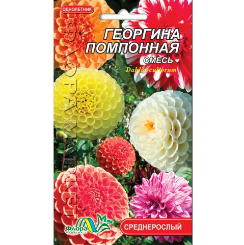 Насіння Жоржина Помпонна суміш однорічник середньорослий 0,2 г (26221) - фото 1