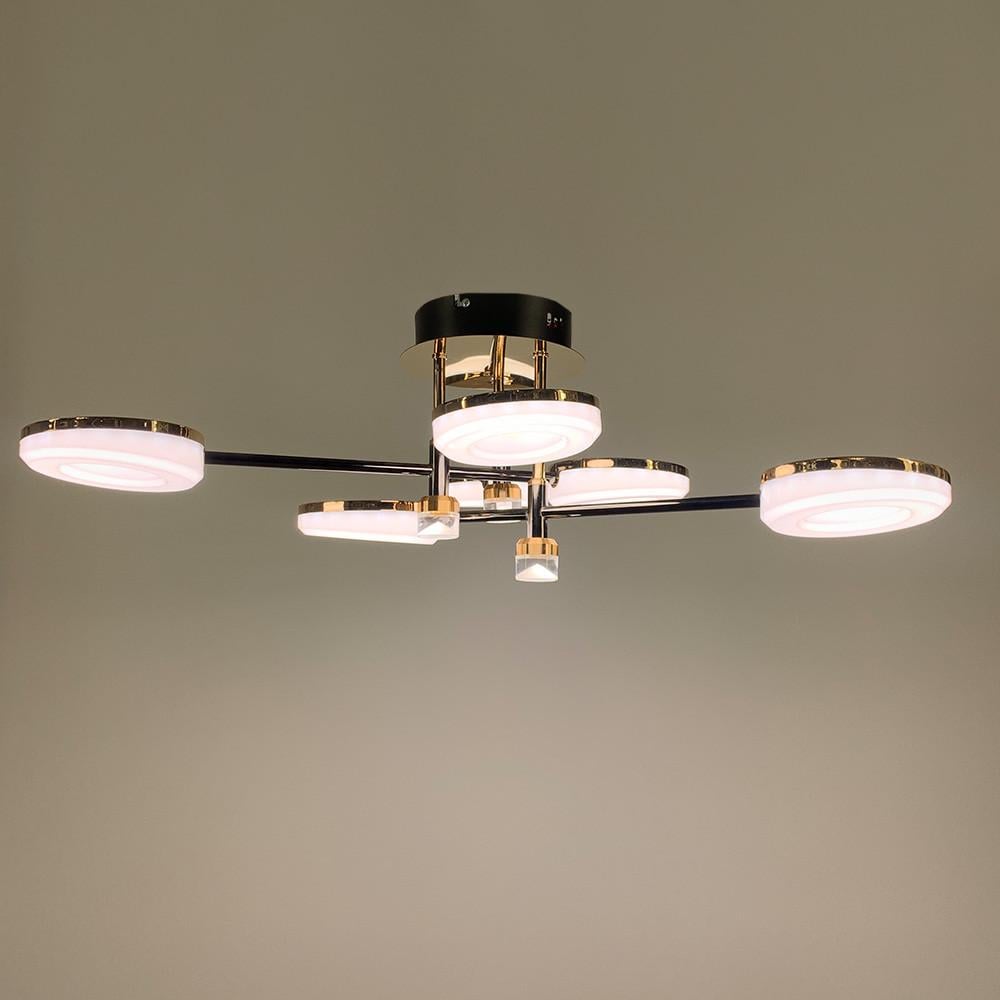 Люстра современная яркая потолочная Led в корпусе металла с золотой фурнитурой Черный (G 089/6)