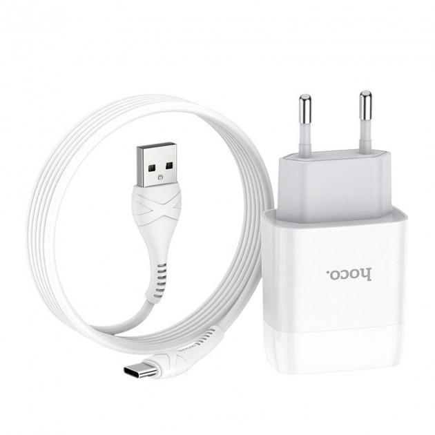 Зарядное устройство Hoco C73A 2USB/2.4A с кабелем USB - Type-C Белый (1830482520) Зарядное устройство Hoco C73A 2USB/2.4A с кабелем USB - Type-C Белый (1830482520)
