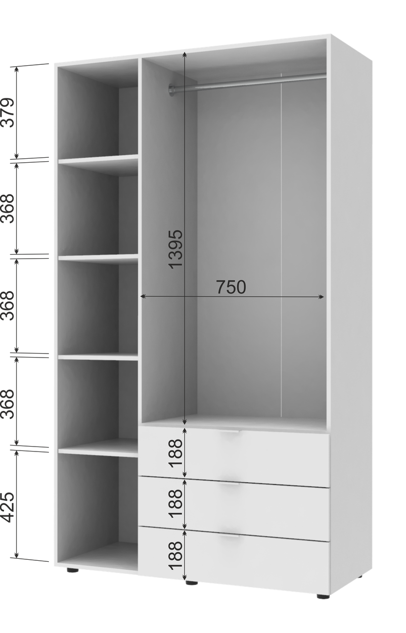 Шкаф для одежды Doros Гелар 2 шт. 271,2х49,5х203,4 см Сонома - фото 5 Шкаф для одежды Doros Гелар 2 шт. 271,2х49,5х203,4 см Сонома - фото 5