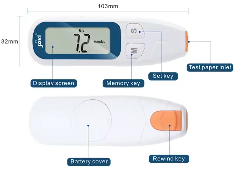 Глюкометр для измерения сахара в крови Blood Glucose Meter JZIKI-W206 с тест-полоски 50 шт. (29379095) - фото 3