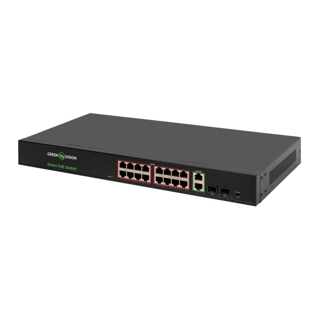 Коммутатор сетевой POE GreenVision GV-022-D-16G+2PG+2SFP