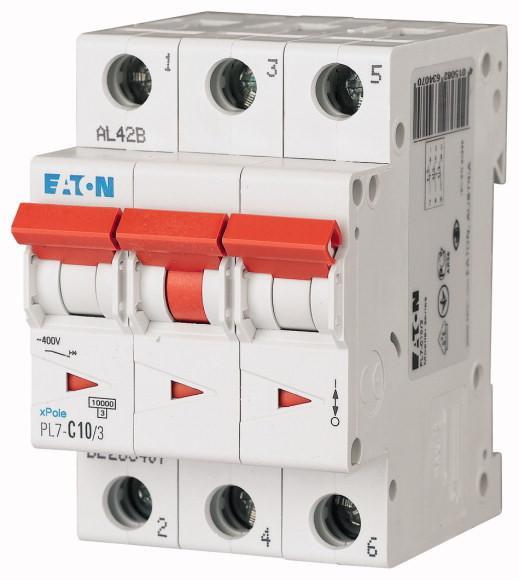 Автоматический выключатель Eaton PL7-C10/3 характеристика-C 3P 10А (263407)