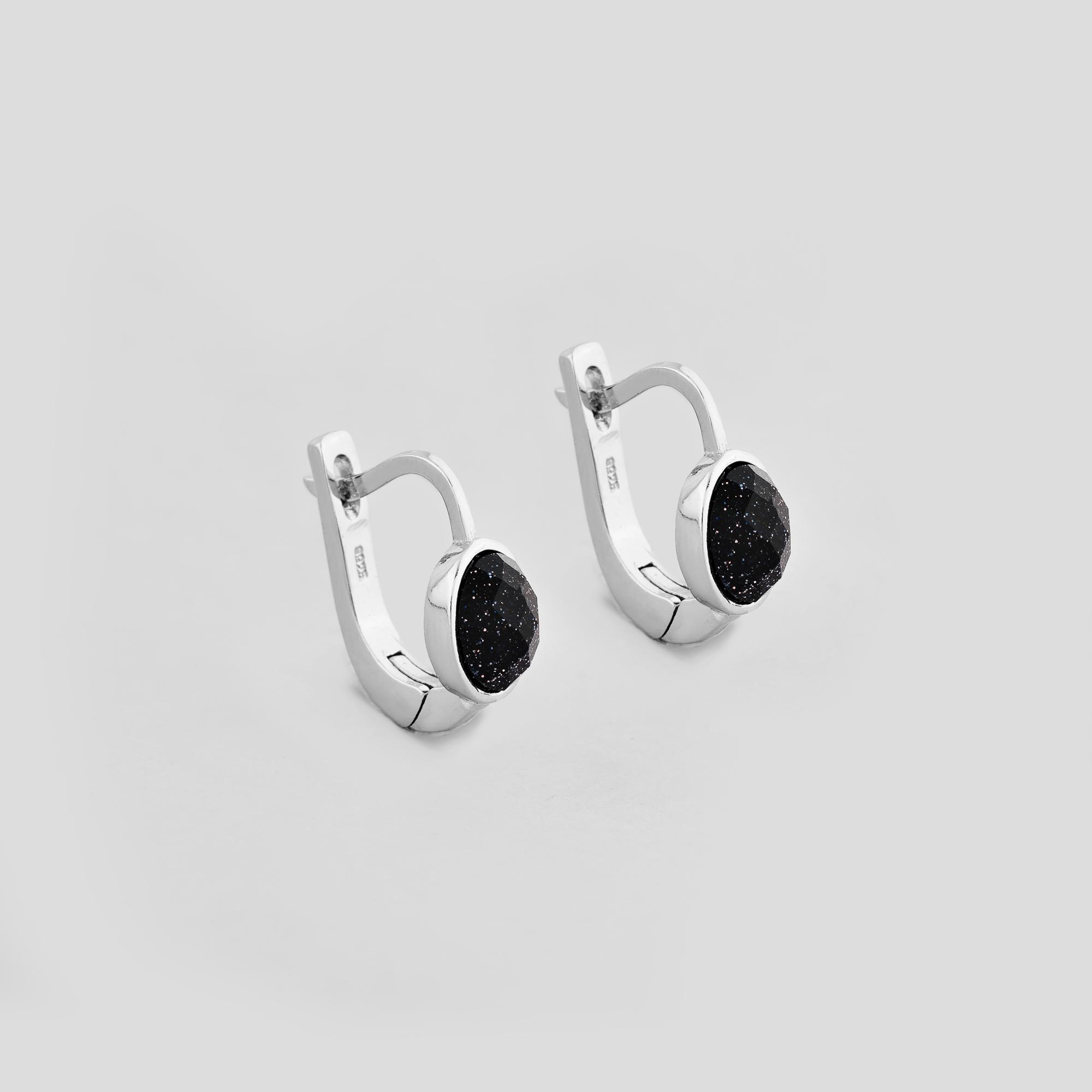 Серебряные серьги Minimal Звездная ночь (15624)