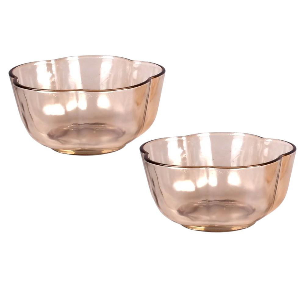 Набор салатников с фигурными краями R10439-S 2 шт. 220 мл 5,5х11 см Прозрачно-коричневый (29425190)