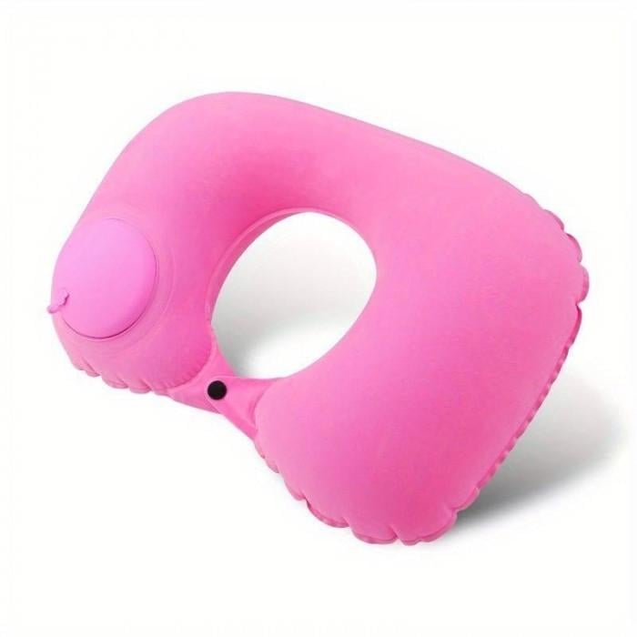 Подушка дорожная под шею U-образная надувная Розовый (52291) Подушка дорожная под шею U-образная надувная Розовый (52291)