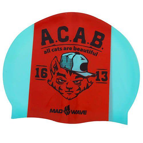 Шапочка для плавания Mad Wave A.C.A.B. M055823000W Бирюзово-оранжевый (60444068)