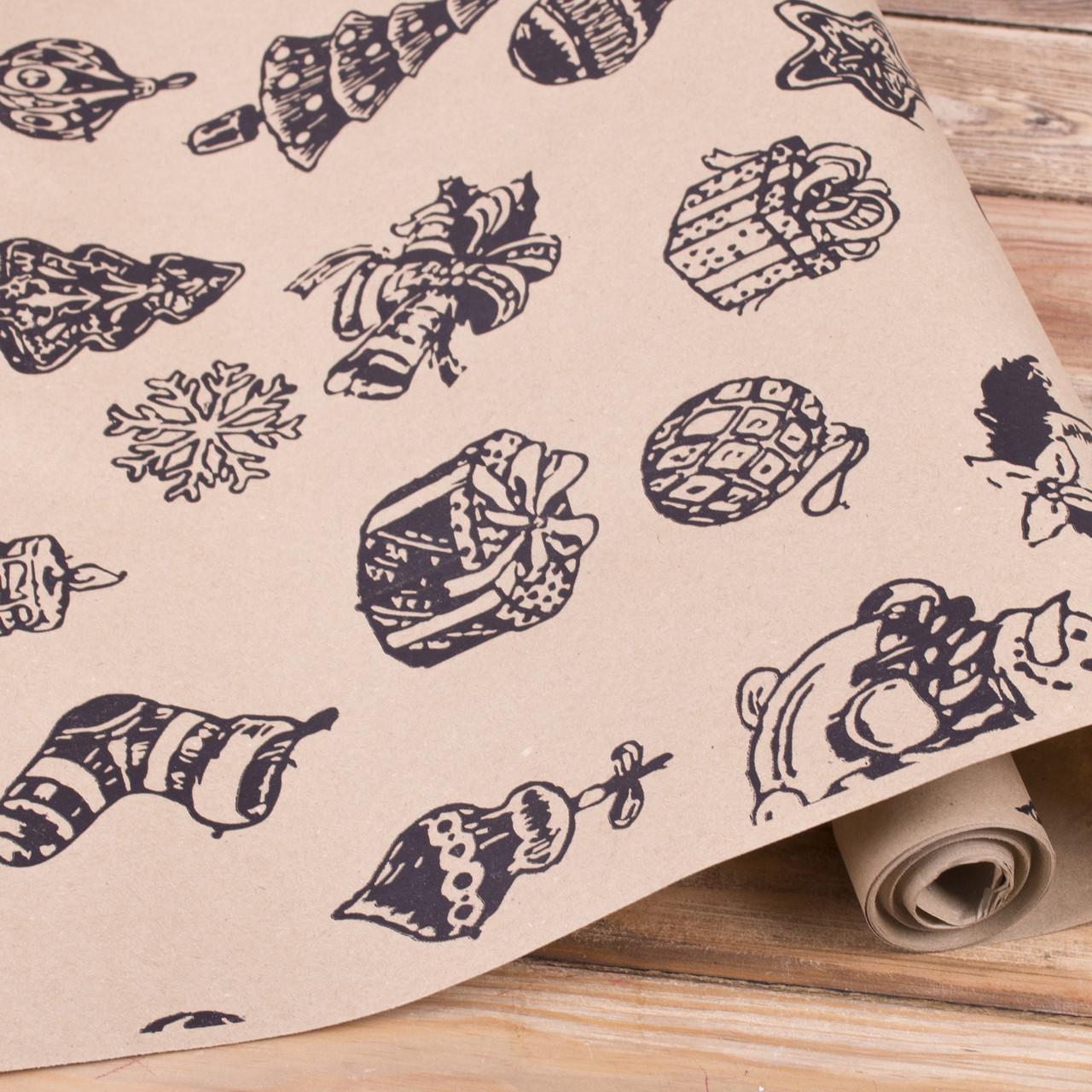 Бумага новогодняя Стильный 70 см 10 м Крафт (3832-29)