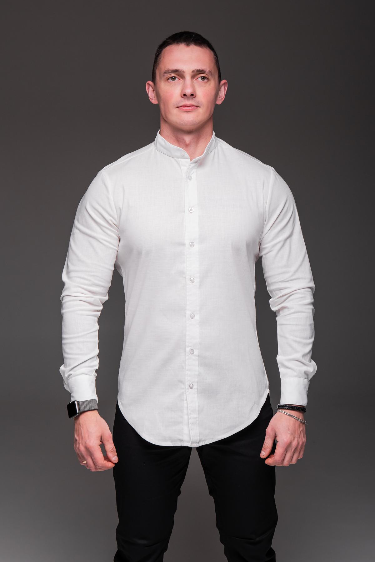 Рубашка мужская льняная с длинным рукавом M Белый (24771/2/2) - фото 4 Рубашка мужская льняная с длинным рукавом M Белый (24771/2/2) - фото 4