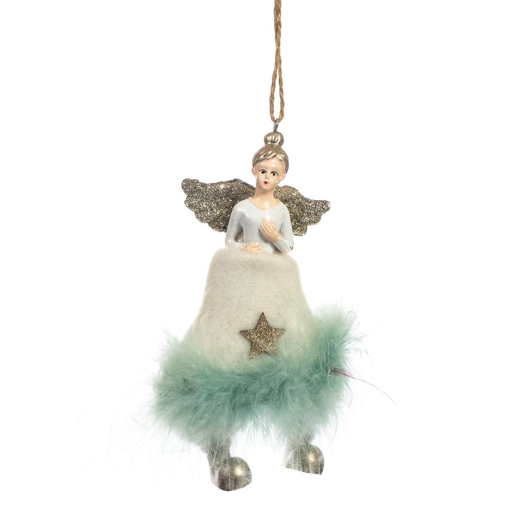 Подвеска новогодняя керамическая на елку Elisey Ангелочек Голубой (NH-106-K-225)