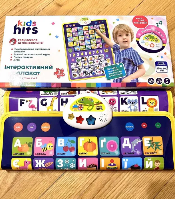 Плакат учебный Азбука цифры на украинском и английском языках 2в1 (2591211815) - фото 2