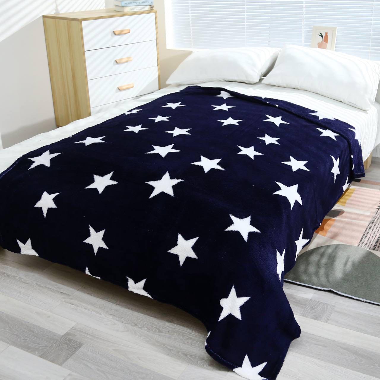 Плед-покривало Malloory Home з мікрофібри Зірки 180x200 см Темно-синій (07-26-1) - фото 1