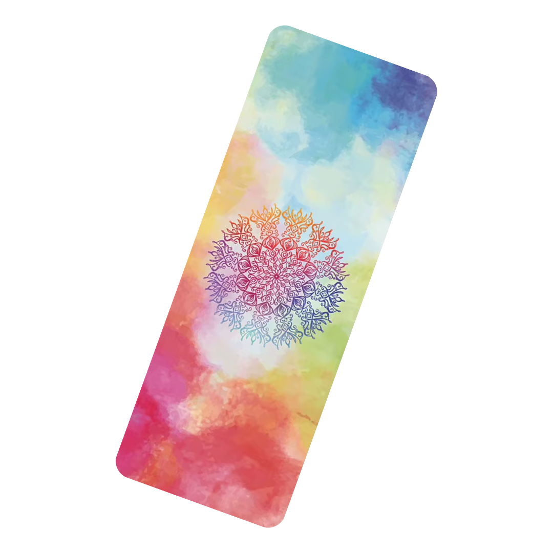 Коврик для йоги и фитнеса складной мягкий из каучука и замши спортивный с принтом