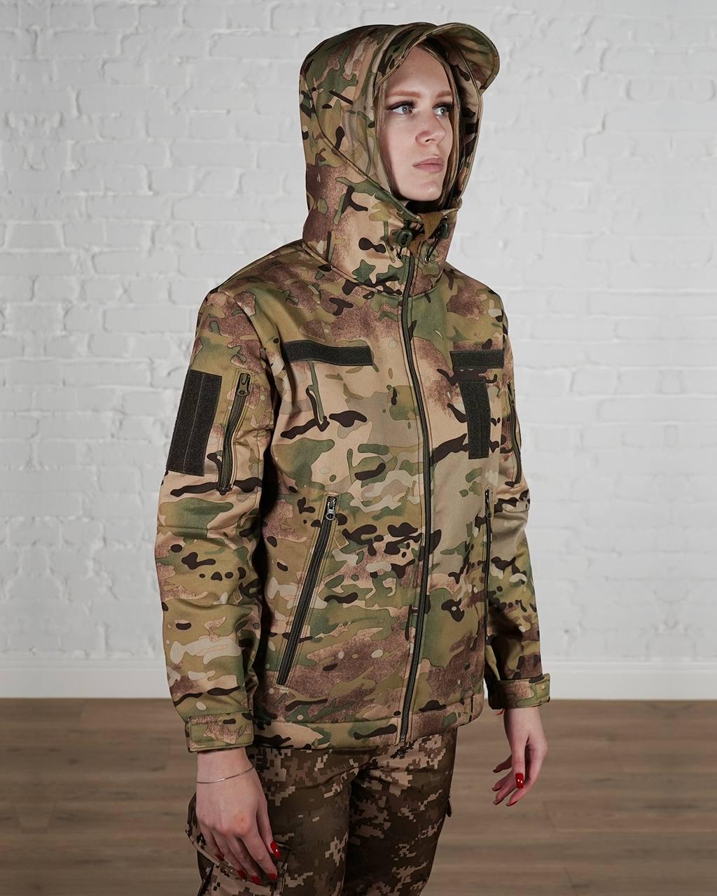 Куртка военная женская SoftShell трехслойная осень/зима S Мультикам (303) - фото 2