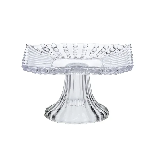 Тортовница на ножке из толстого стекла 16х16х9 см Прозрачный (64486-17)