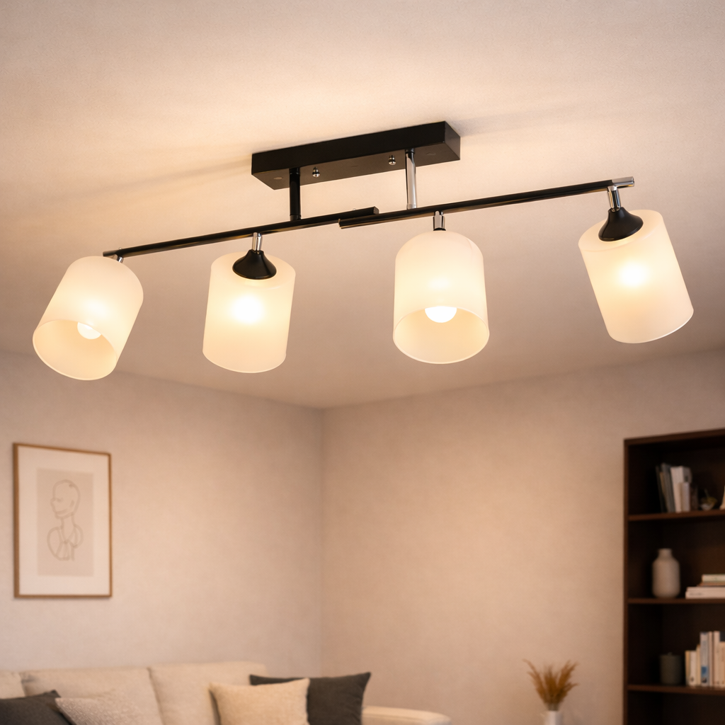 Люстра Valeso с поворотными механизмами под четыре лампы Е27 Черный/Хром (K2321/4)