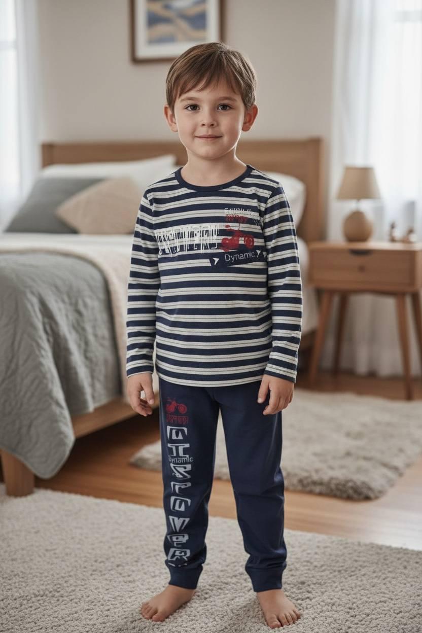 Домашний костюм-пижама для мальчика BAYKAR р. 5 110-116 см 5-6 лет Синий в полоску (9639-132) Домашний костюм-пижама для мальчика BAYKAR р. 5 110-116 см 5-6 лет Синий в полоску (9639-132)