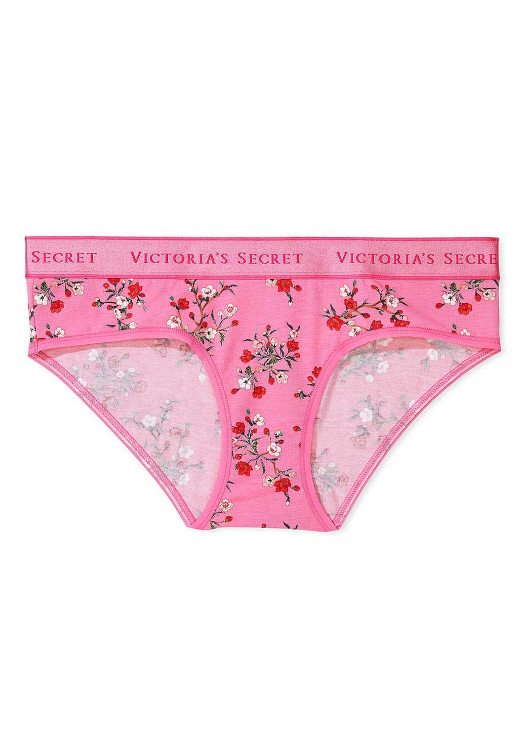 Труси Victoria's Secret Logo Cotton Hiphugger Panty M Рожевий у квіточку (24240318)