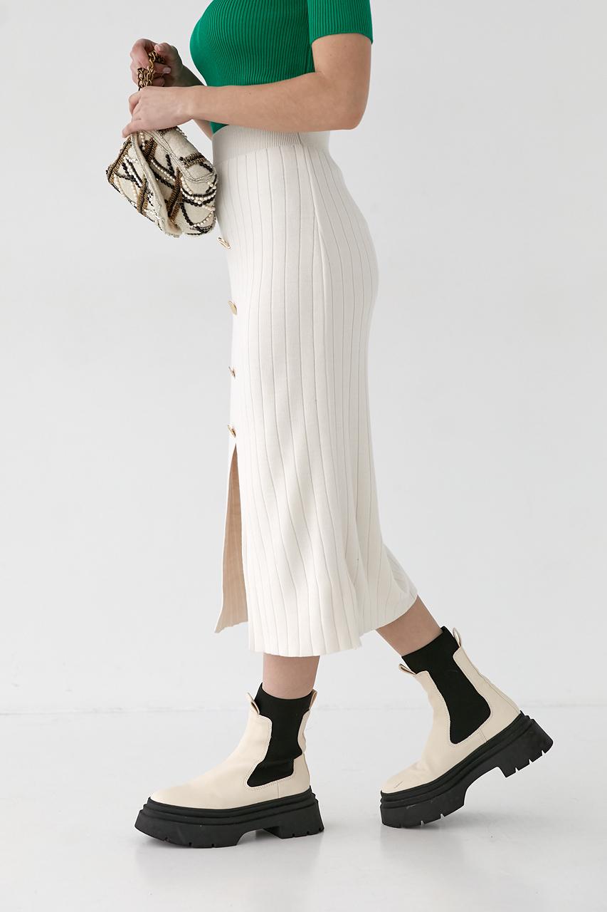 Юбка миди в рубчик M Кремовый (9505923) - фото 5 Юбка миди в рубчик M Кремовый (9505923) - фото 5