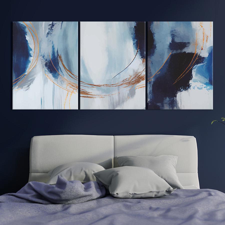 Картина на полотні Похмура абстракція відтінки синього 156x67 см (V53-3_L) - фото 3 Картина на полотні Похмура абстракція відтінки синього 156x67 см (V53-3_L) - фото 3