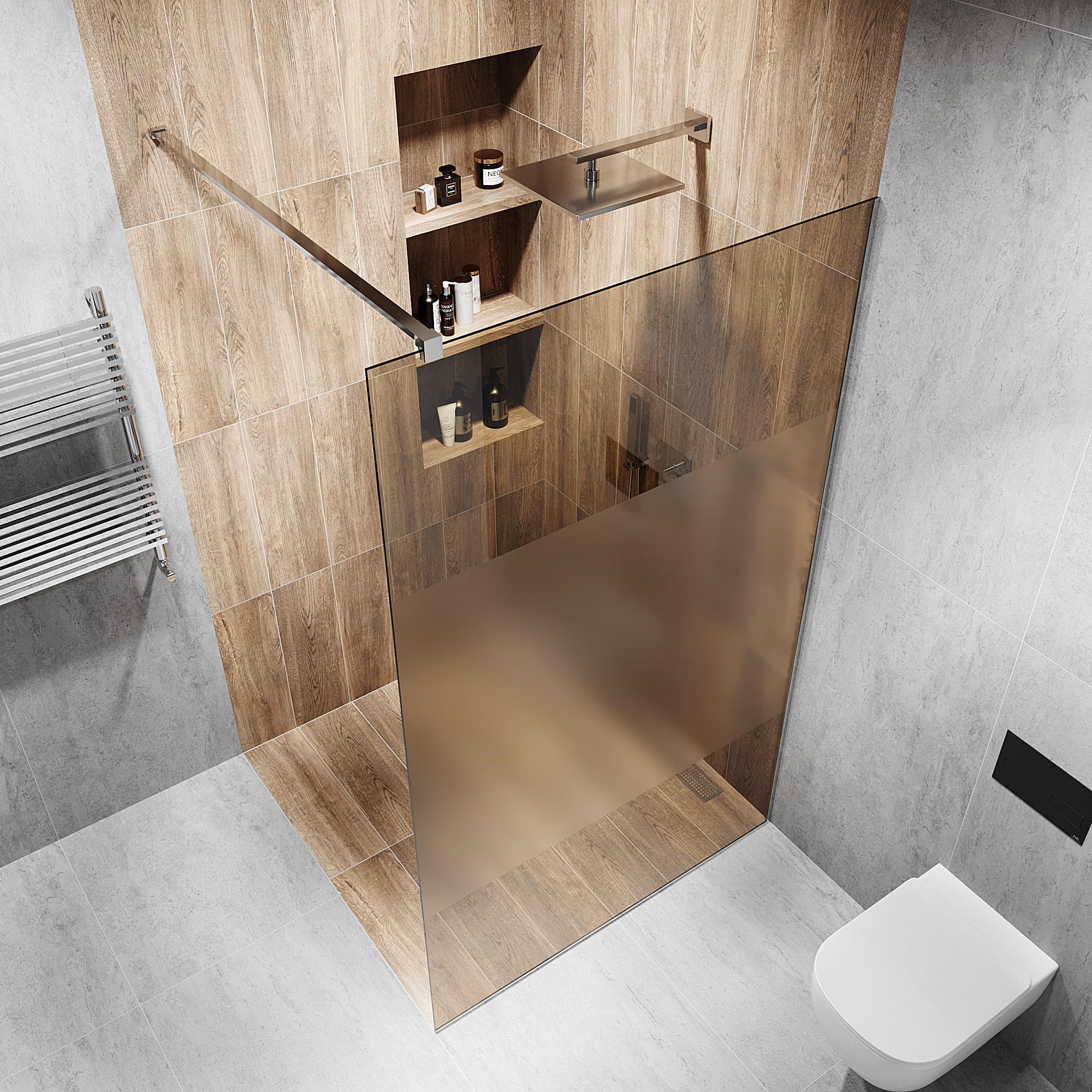 Перегородка скляна душова 2000х1100 мм скло бронза з фурнітурою SSS матовою - фото 2 Перегородка скляна душова 2000х1100 мм скло бронза з фурнітурою SSS матовою - фото 2