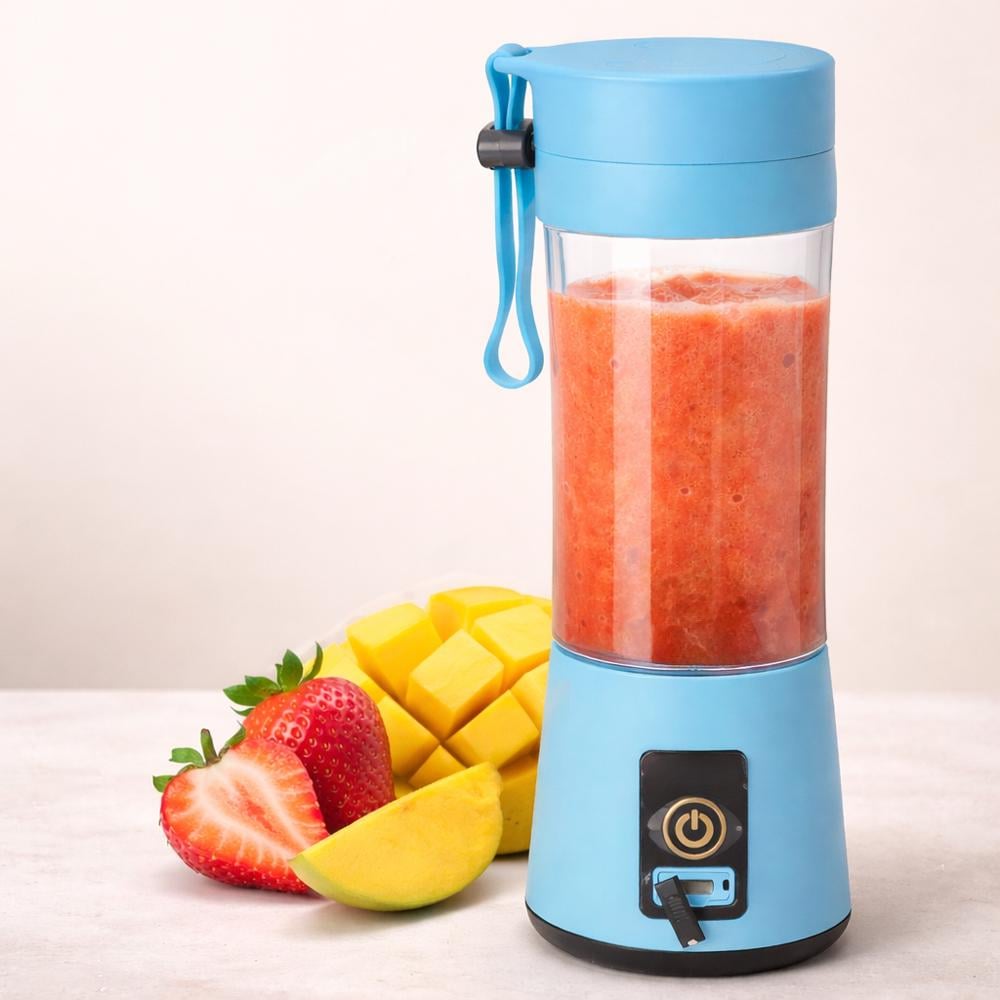 Блендер для смузі та коктейлів з USB-зарядкою 380 мл Блакитний (37-бла-110617)