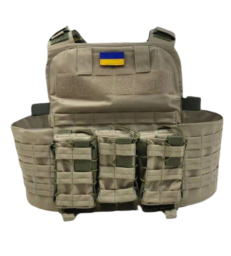 Плитоноска с трема подсумками под магазины АК Олива (38697)