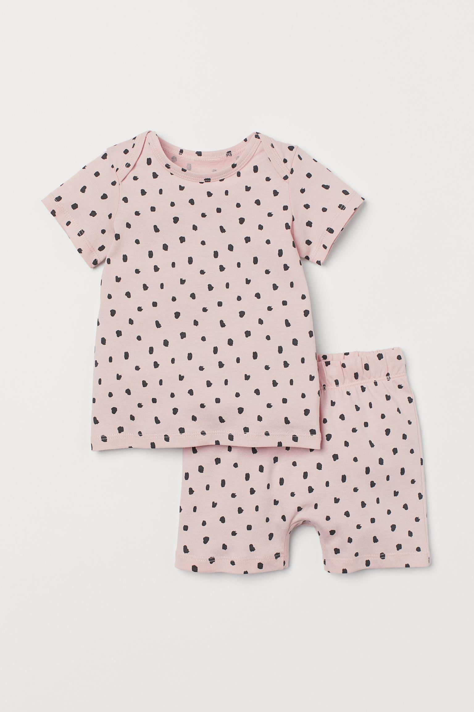Костюм H&M Горох футболка/шорти 50 см Світло-рожевий (S608777867)