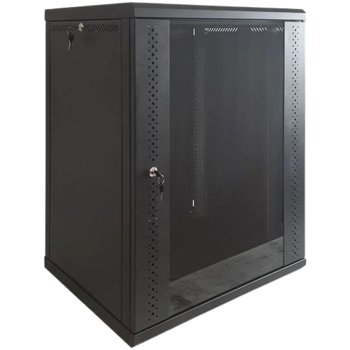 Шкаф коммутационный разборный со стеклом EServer 15U настенный 15U до 50 кг 600х500х773 мм Черный (50f633d5)