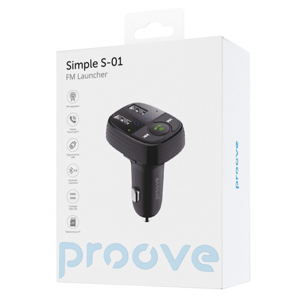 Зарядное устройство в автомобиль Proove FM Launcher Simple S-01 Black (13419121) - фото 3