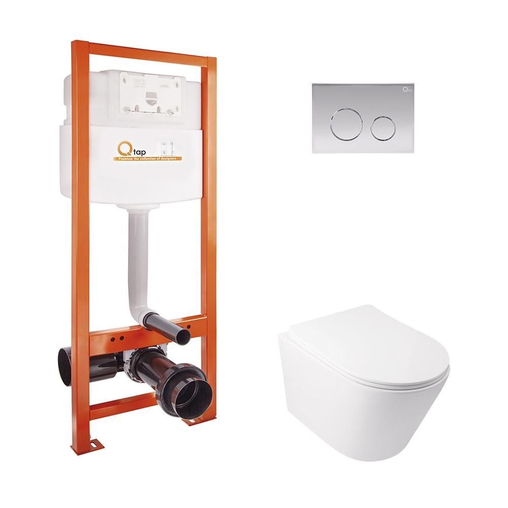 Комплект інсталяції Q-tap Nest/Swan M425M11CRMQT16335178W з унітазом і кнопкою Хром (75732)