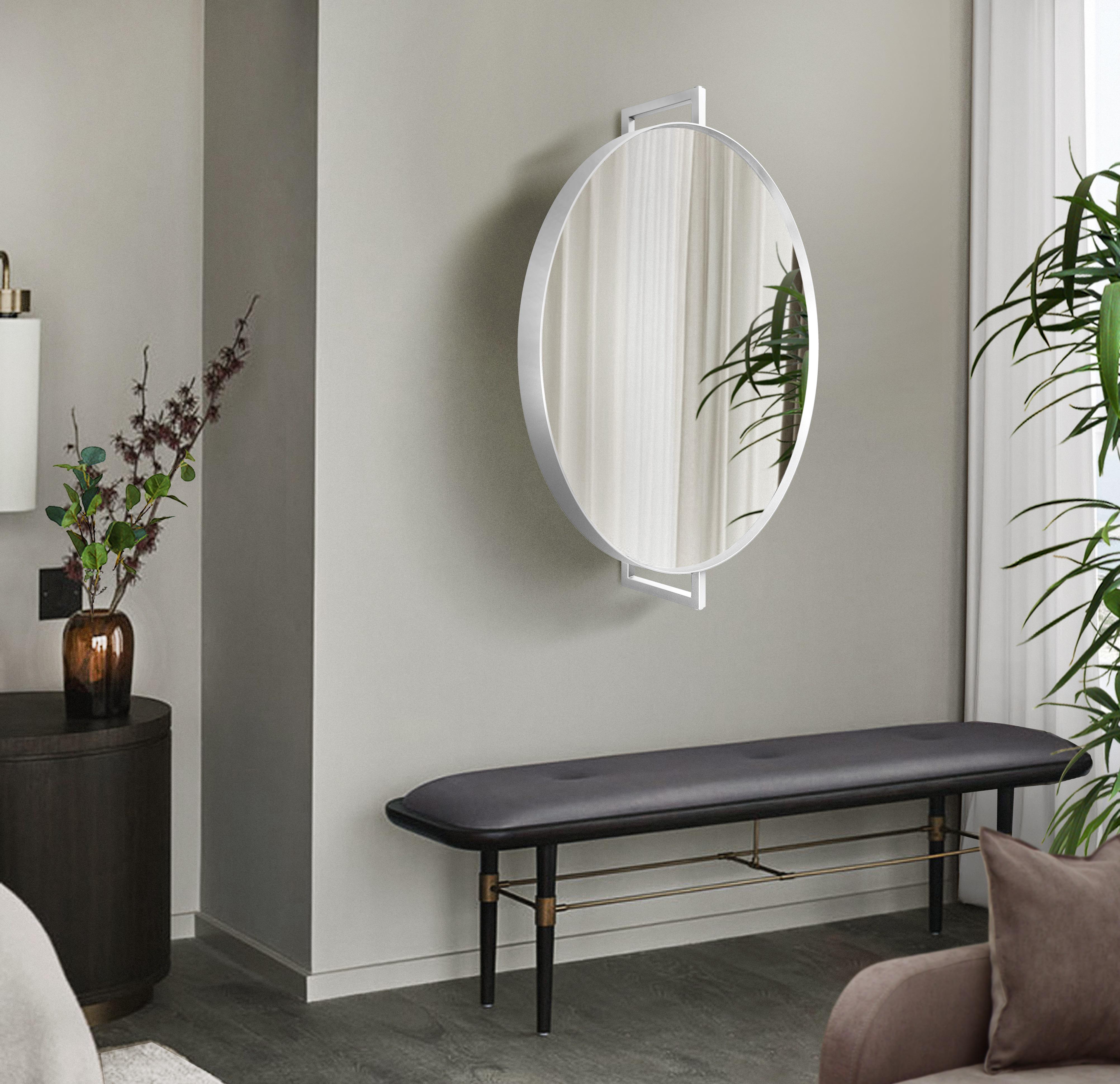 Зеркало поворотное круглое в металлической раме Art-com 80 см Белый Зеркало поворотное круглое в металлической раме Art-com 80 см Белый