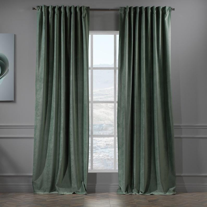 Комплект штор Academy Gardin Элит Бархат 300х250 см 2 шт. Морская зелень