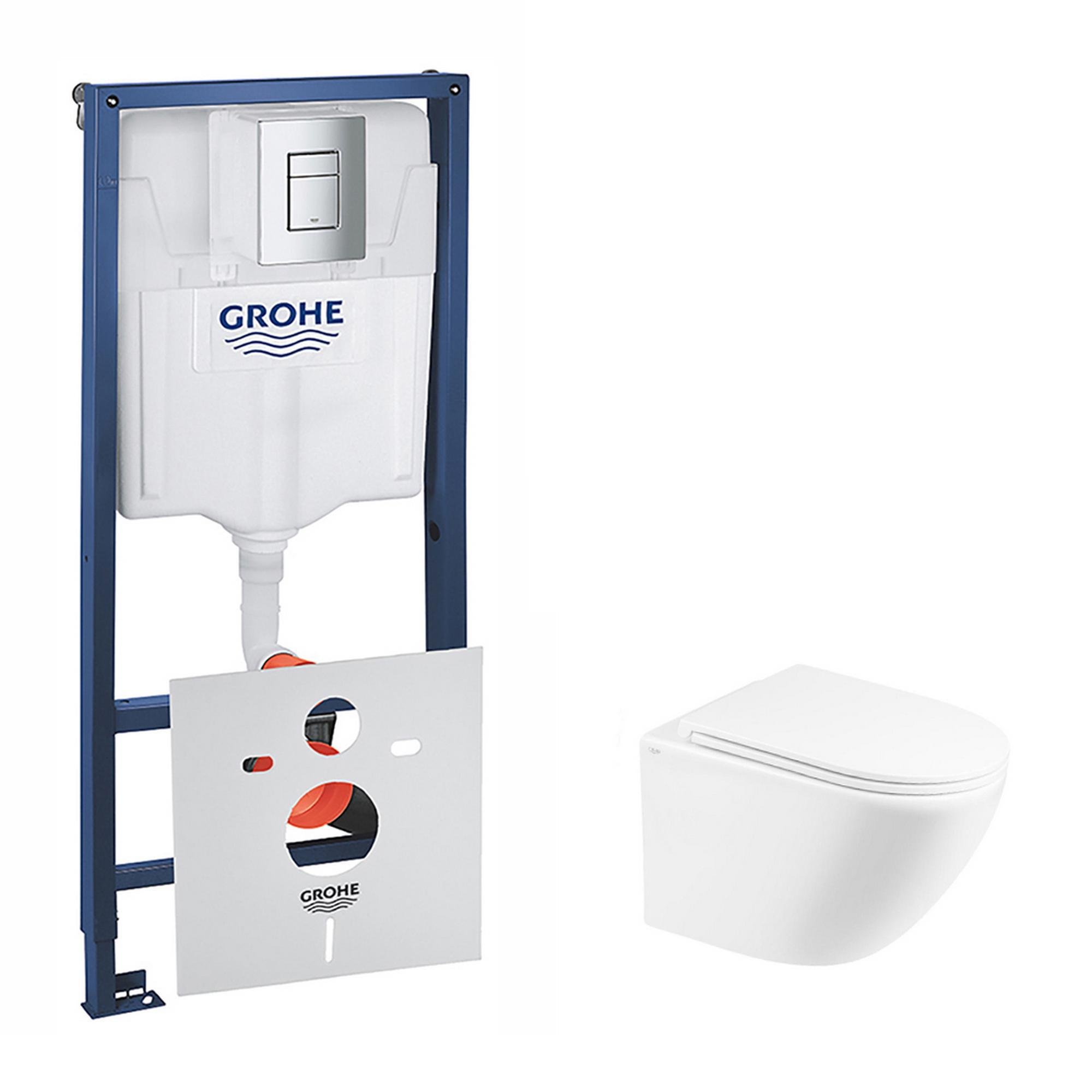 Комплект инсталляции Grohe Rapid SL 38772001QT1333046ENRW с унитазом и кнопкой Хром (75809)