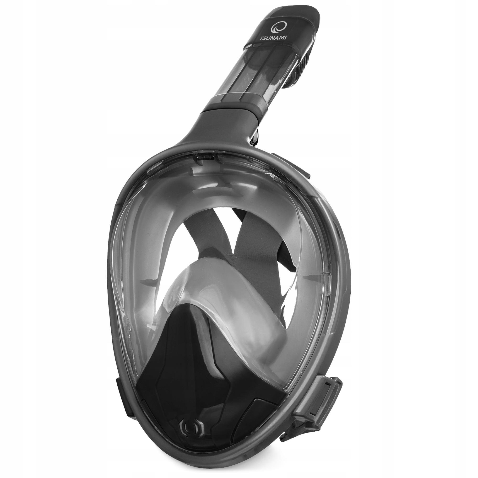 Маска для снорклинга TSUNAMI полнолицевая/со складной трубкой S/M Grey (P-5907739318183)