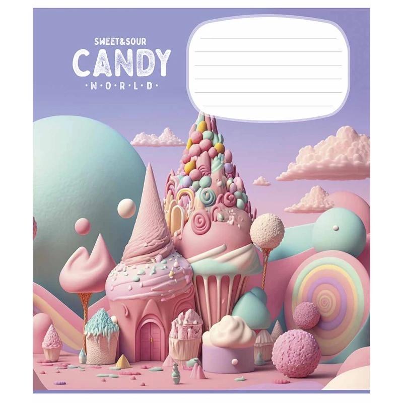 Зошит учнівський "Candy world" 012-3266C-2 у косу лінію 12 аркушів