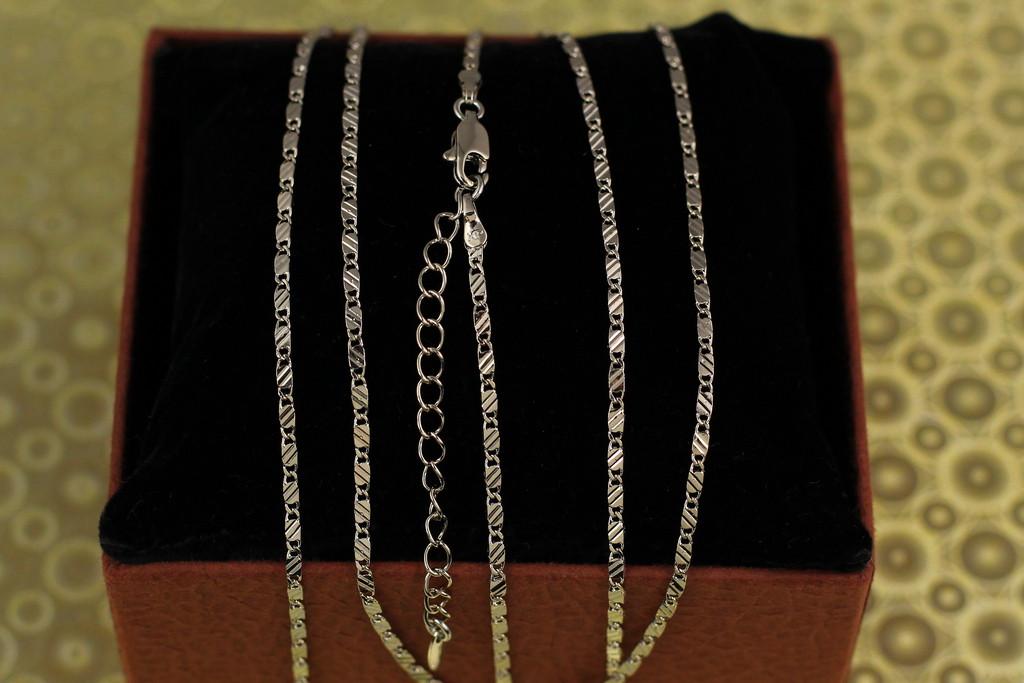 Цепь Xuping Jewelry Слиток с косыми полосками 45 см х 2 мм Серебристый (2154545753)