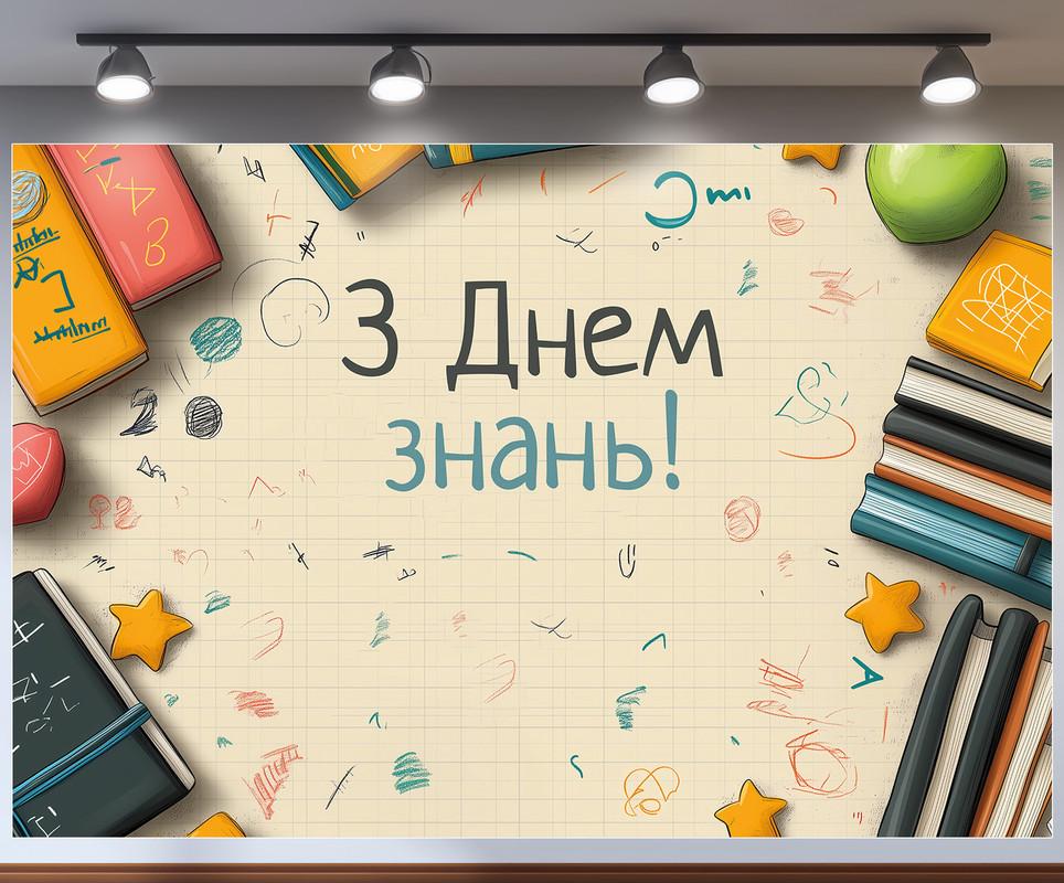 Баннер для фотозоны на 1 сентября "З Днем знань!" 240х160 см №41348 Баннер для фотозоны на 1 сентября "З Днем знань!" 240х160 см №41348