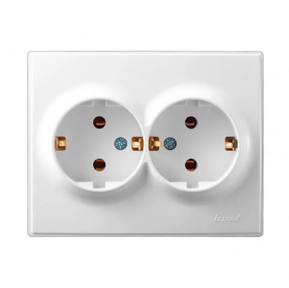 Розетка двойная Lezard Lesya с заземлением Белый (26354719)