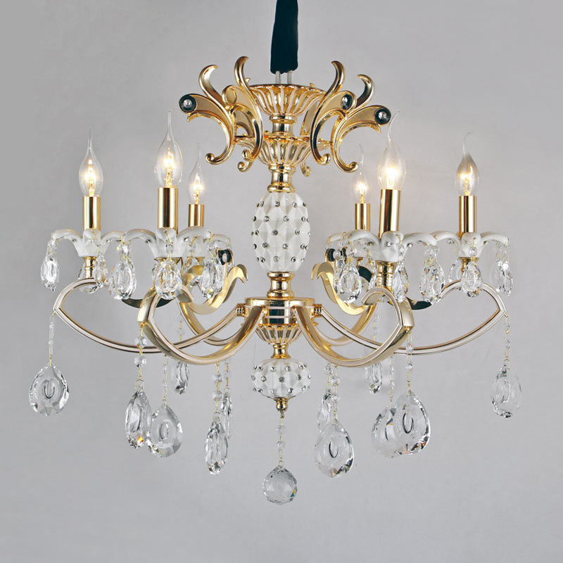 Люстра подвесная хрустальная Light House ES-15540/6 на шесть ламп Золото