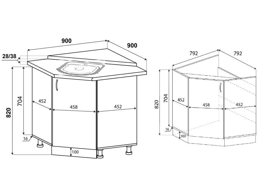 Тумба кутова кухонна №1 МАКСІ-МЕблі квадрат сатин зі стільницею 1-ї категорії Дуб сонома/Білий гладкий (5103464) - фото 8 Тумба кутова кухонна №1 МАКСІ-МЕблі квадрат сатин зі стільницею 1-ї категорії Дуб сонома/Білий гладкий (5103464) - фото 8