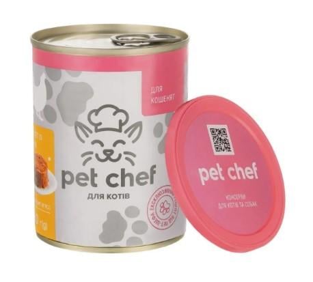 Корм вологий для кошенят Pet Chef м'ясний паштет з куркою 360 г (4820255190389)